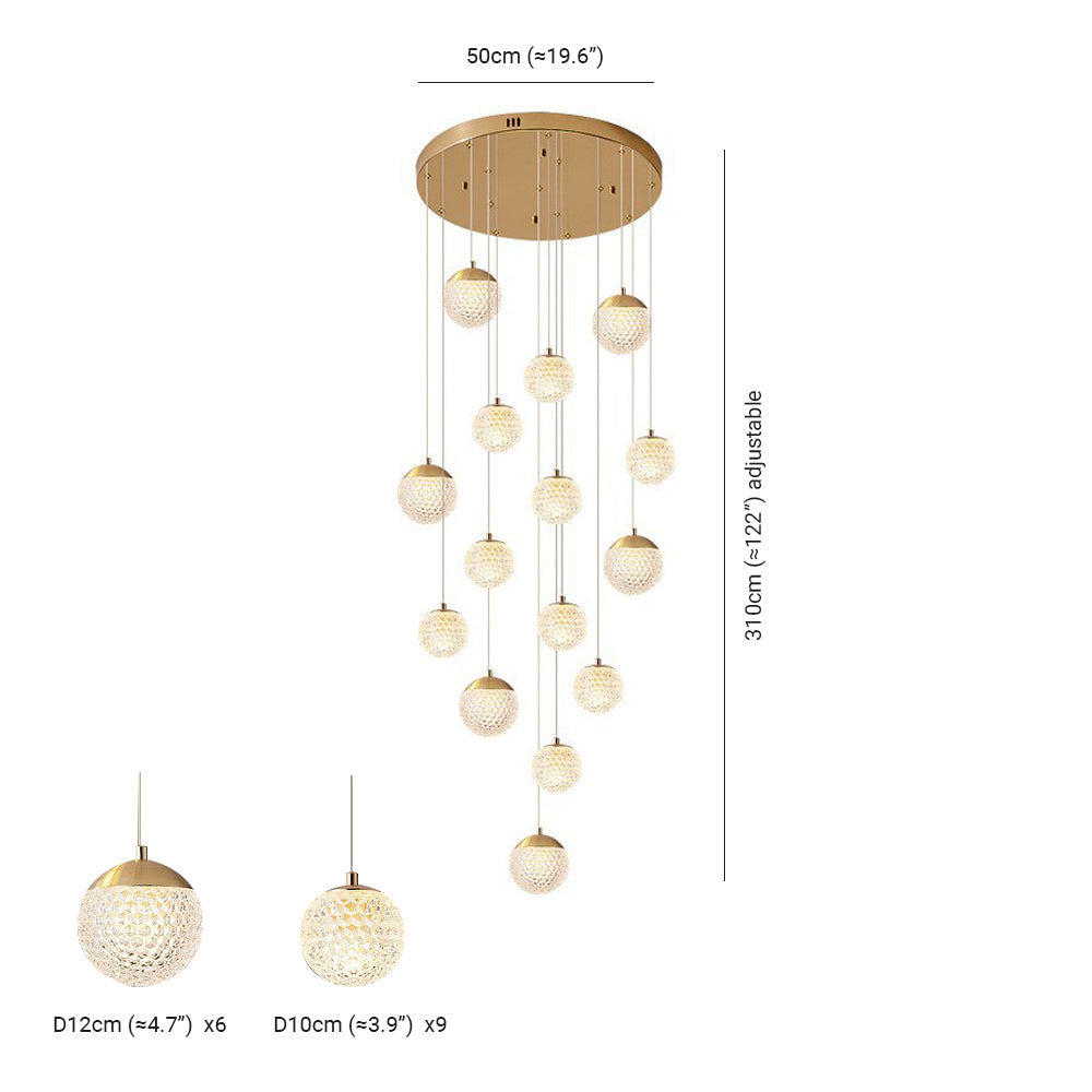 Arisha Multi Staircase Modern Art Deco Pendant Light, Gold