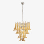 Aurora Chandelier Amber Lily Murano Glass Layered Centerpiece