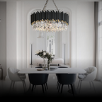 Kristy Industrial Cylindrical Crystal/Metal Chandeliers Black Living Room