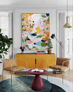 Textured Floral Impasto Painting Vibrant Pastels