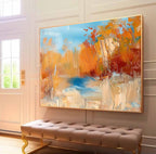 Wall Art Abstract Decor Landscape Impasto Autumn