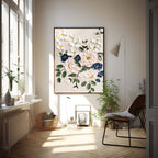 3D Impasto Floral Bouquet Painting White Blue