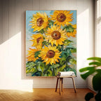 Vibrant Impasto Sunflower Oil Painting Yellow Floral