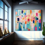 Contemporary Painting Vibrant Color Blocks Wall Art