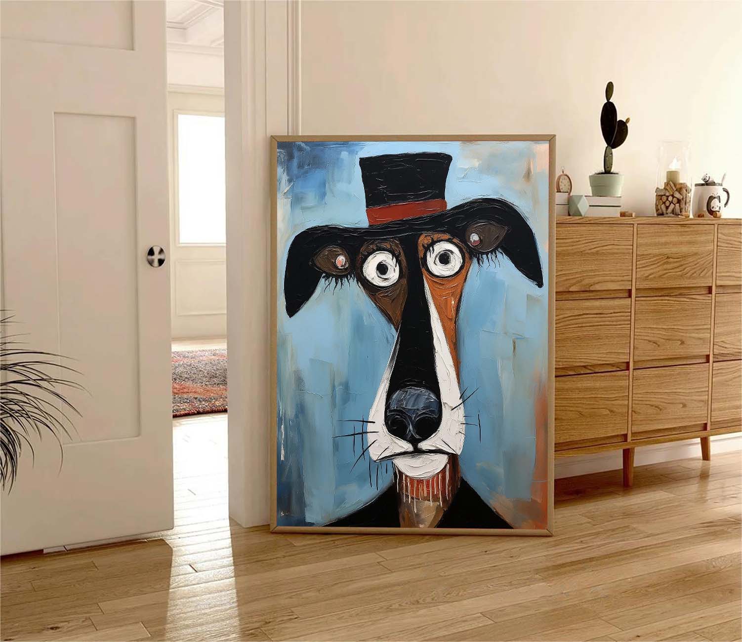 Surrealist Dog Painting Dapper Hound Modern Wall Art