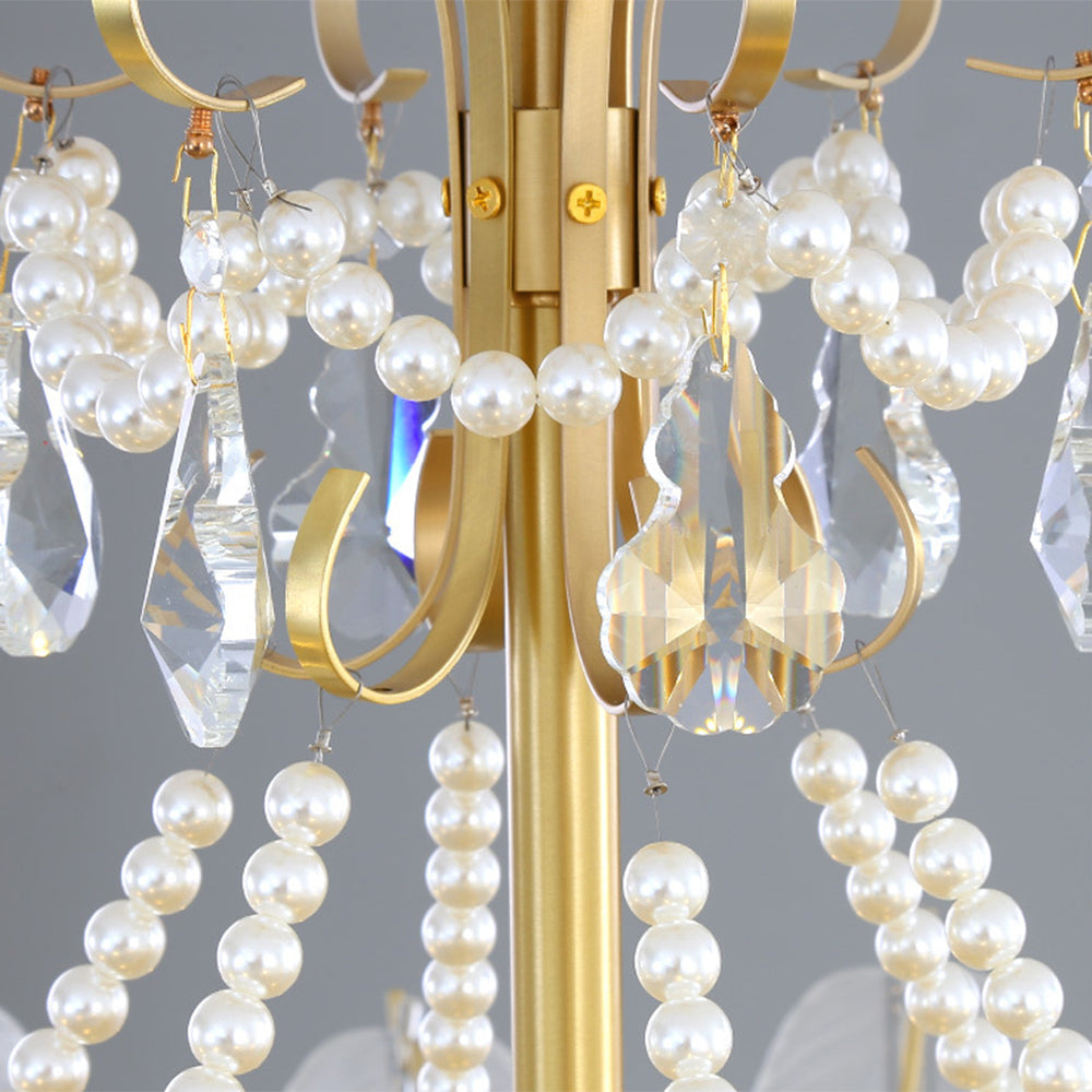 Kristy Elegant Pearl/Glass/Metal Chandelier, White