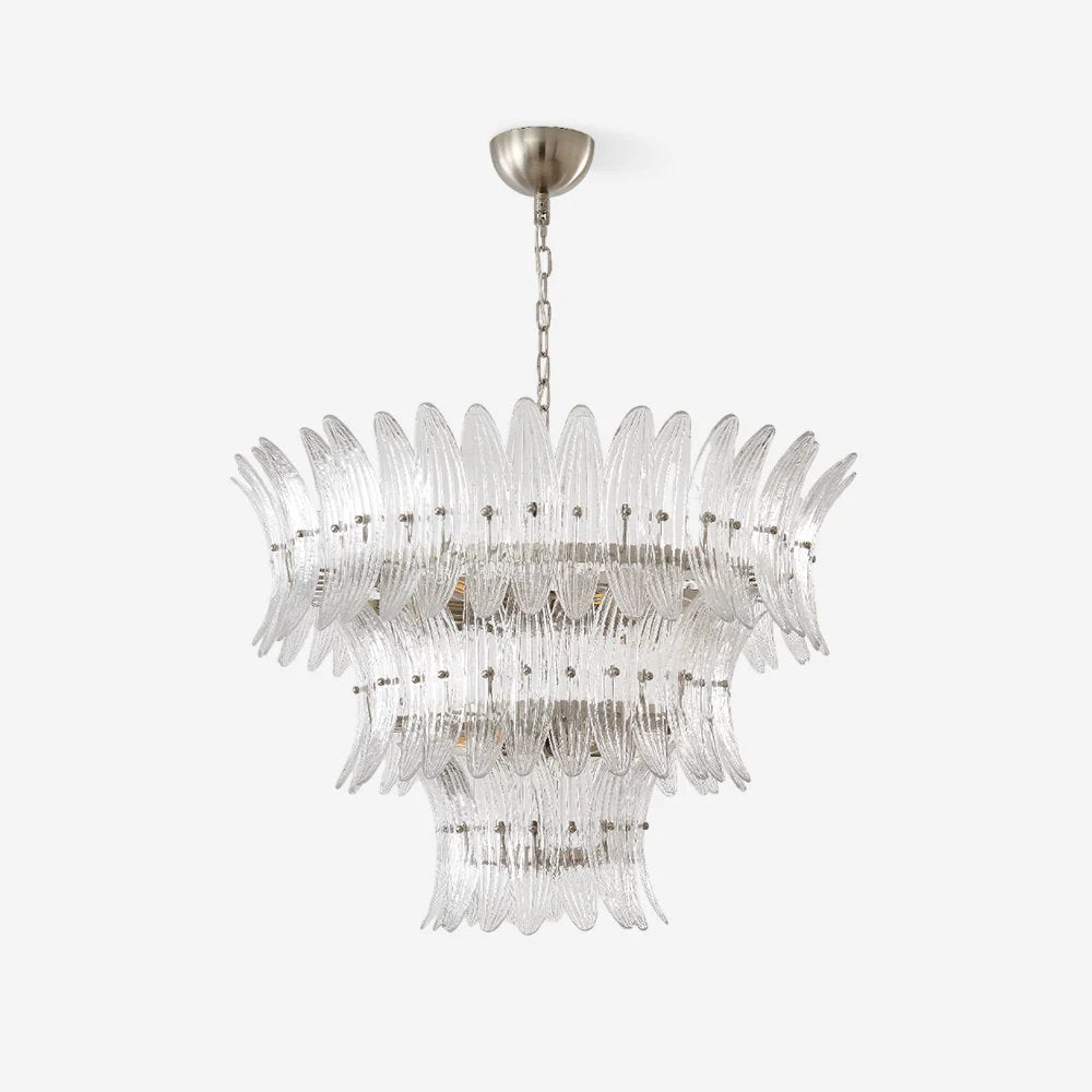 Aurora Chandelier Murano Glass Palmette Leaf Tiered
