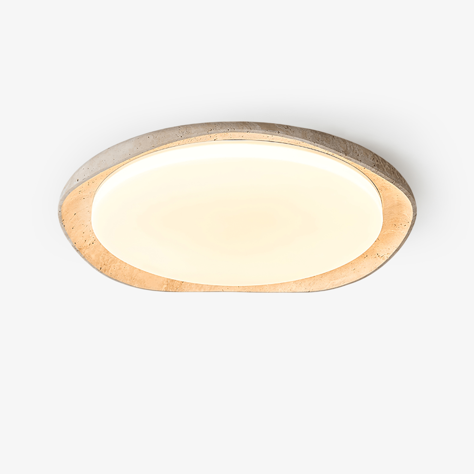 Adoros Ceiling Light Circular Edged in Travertine - Kingsley Beaumont