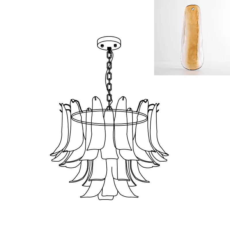 Aurora Chandelier Murano Glass Leaf Golden