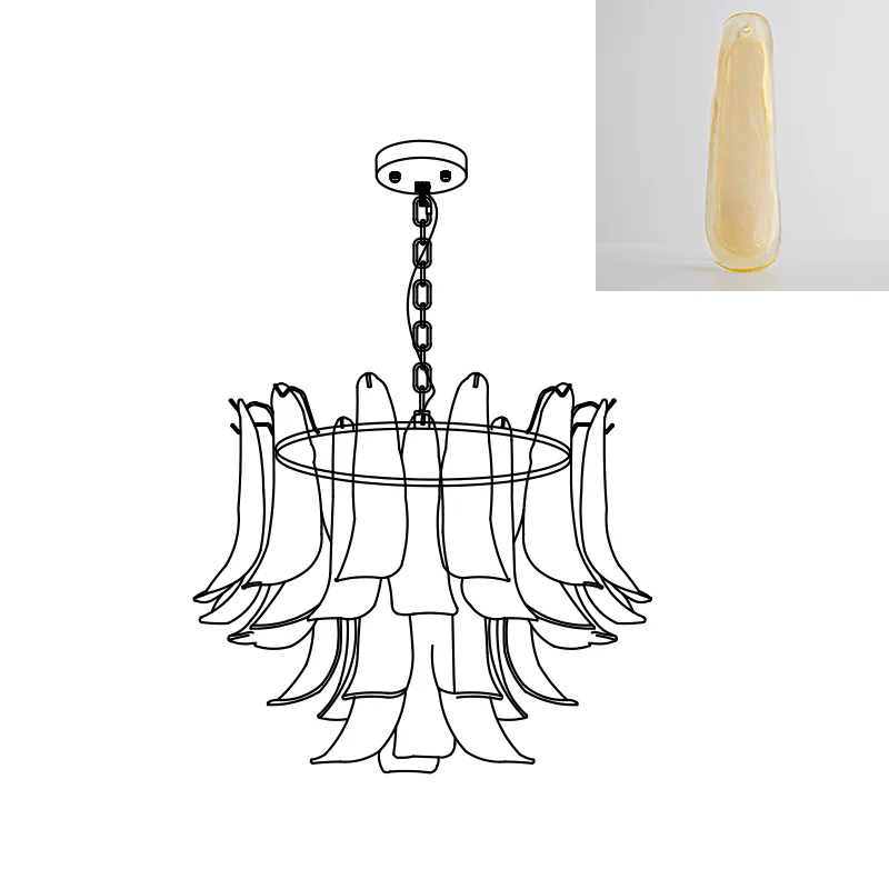 Aurora Chandelier Murano Glass Leaf Golden