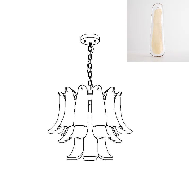 Aurora Chandelier Murano Glass Leaf Golden