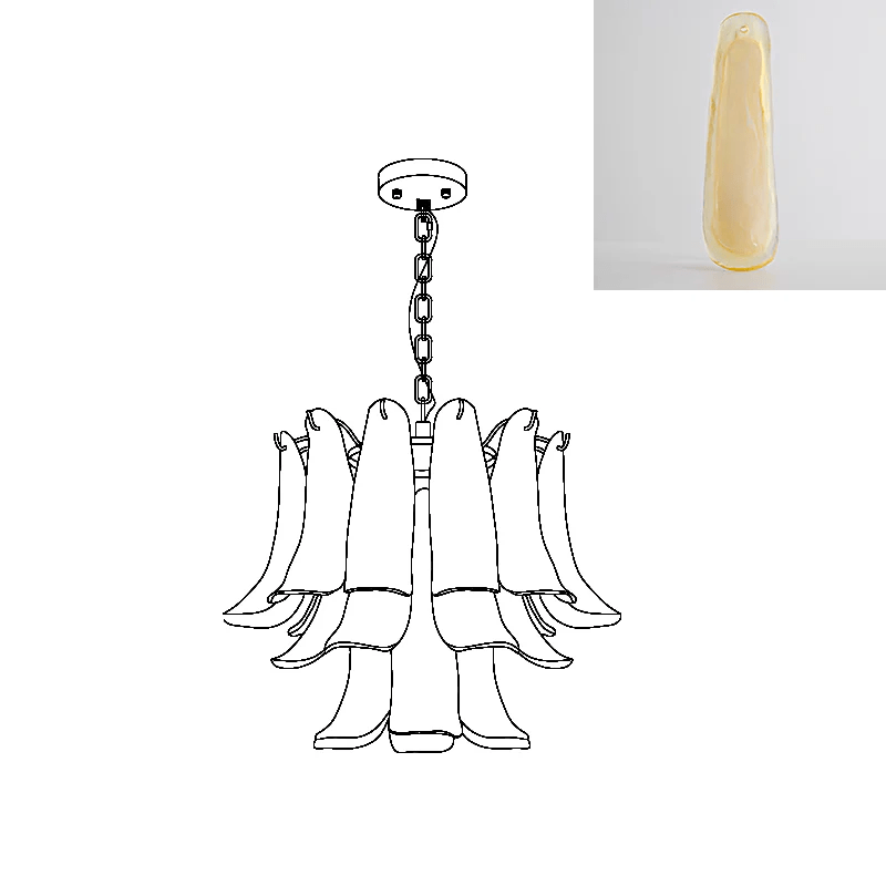 Aurora Chandelier Murano Glass Leaf Golden