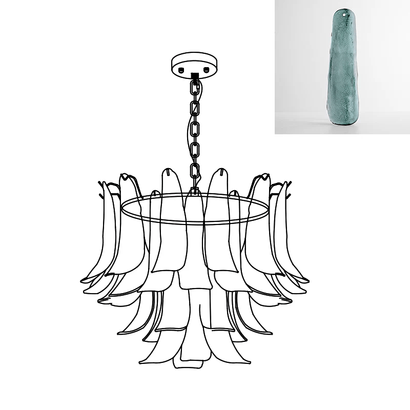 Aurora Chandelier Murano Glass Leaf Golden