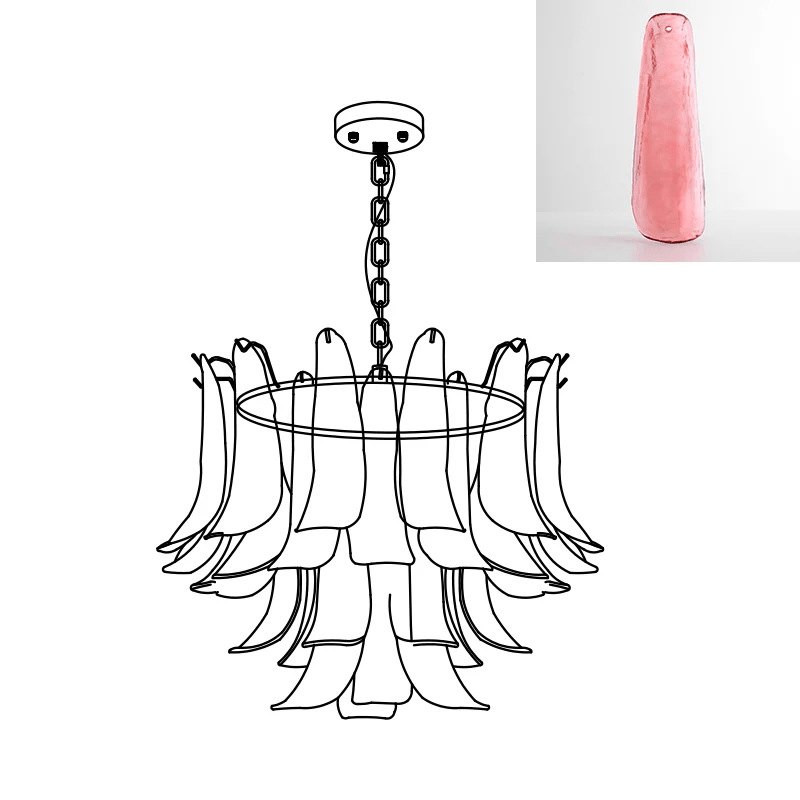 Aurora Chandelier Murano Glass Leaf Golden