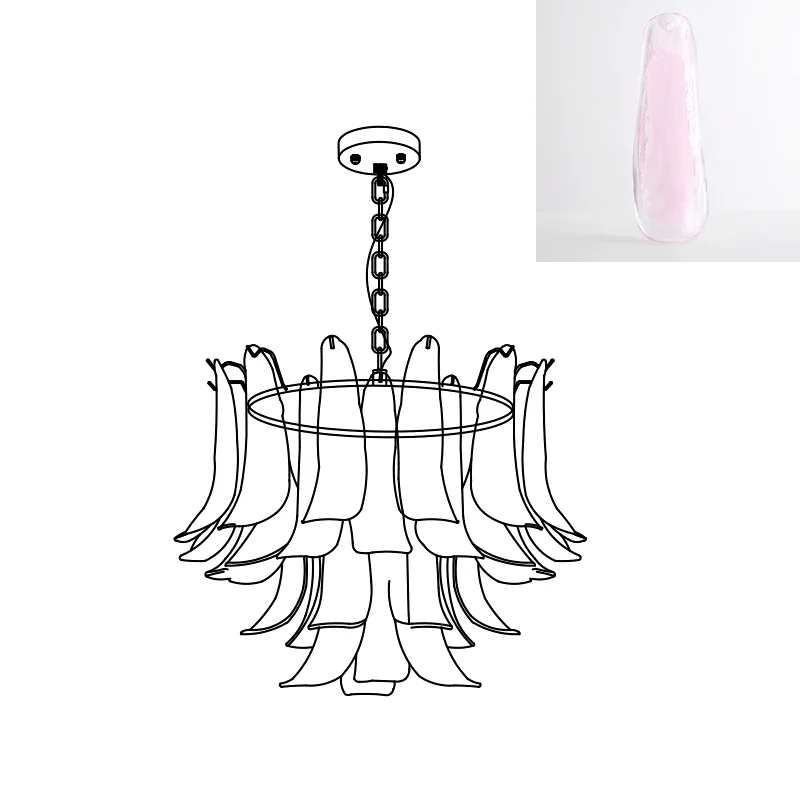 Aurora Chandelier Murano Glass Leaf Golden