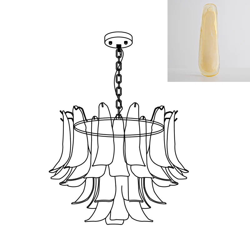 Aurora Chandelier Murano Glass Leaf Golden