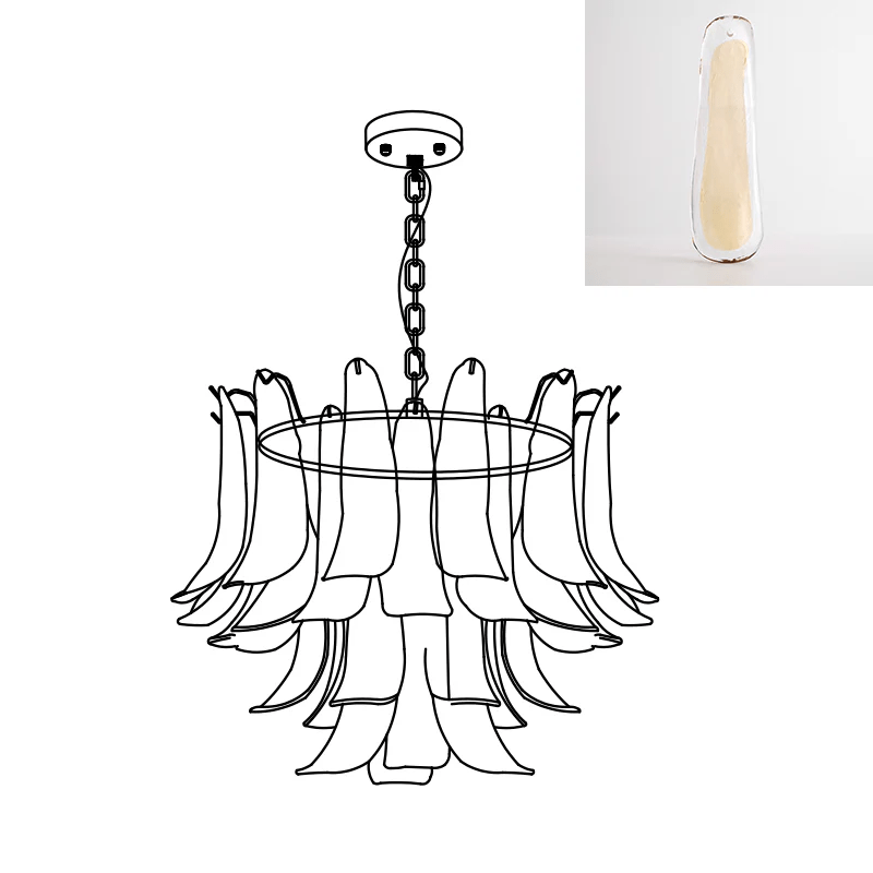 Aurora Chandelier Murano Glass Leaf Golden