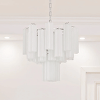 Aurora Chandelier Frosted Glass Tubes Layered Minimalist