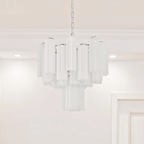 Aurora Chandelier Frosted Glass Tubes Layered Minimalist