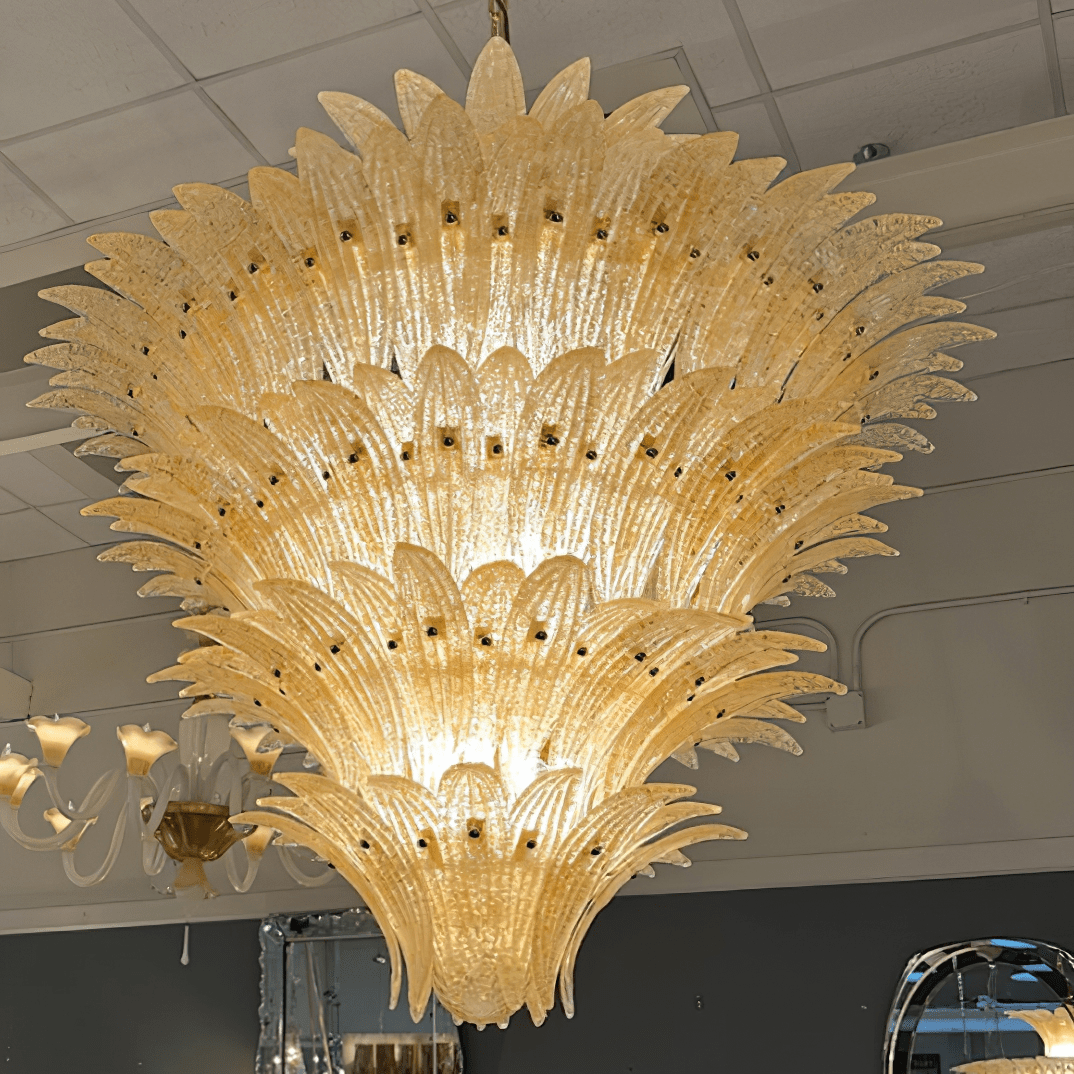 Aurora Chandelier Murano Glass Palmette Leaf Tiered
