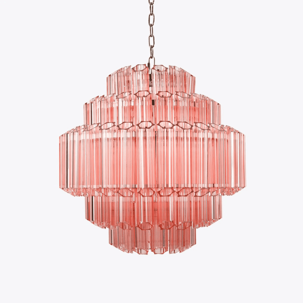 Aurora Chandelier Pink Glass Tube Layered Diamond