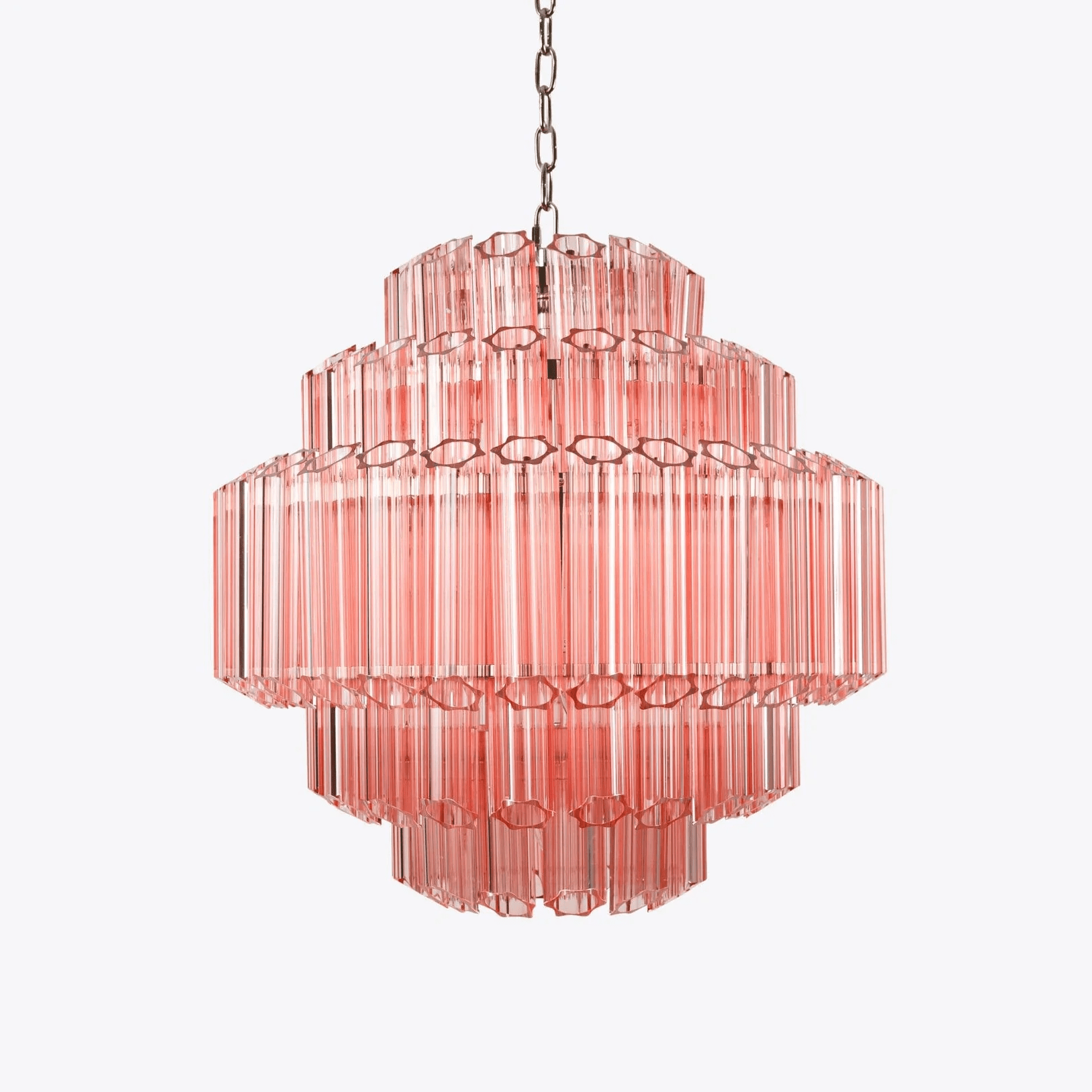 Aurora Chandelier Pink Glass Tube Layered Diamond