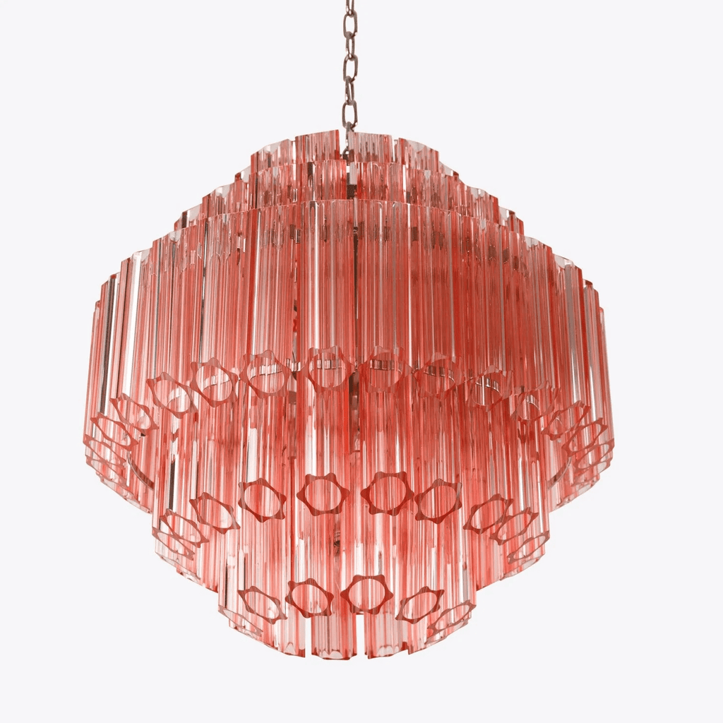 Aurora Chandelier Pink Glass Tube Layered Diamond