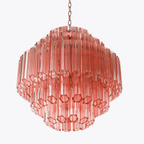 Aurora Chandelier Pink Glass Tube Layered Diamond