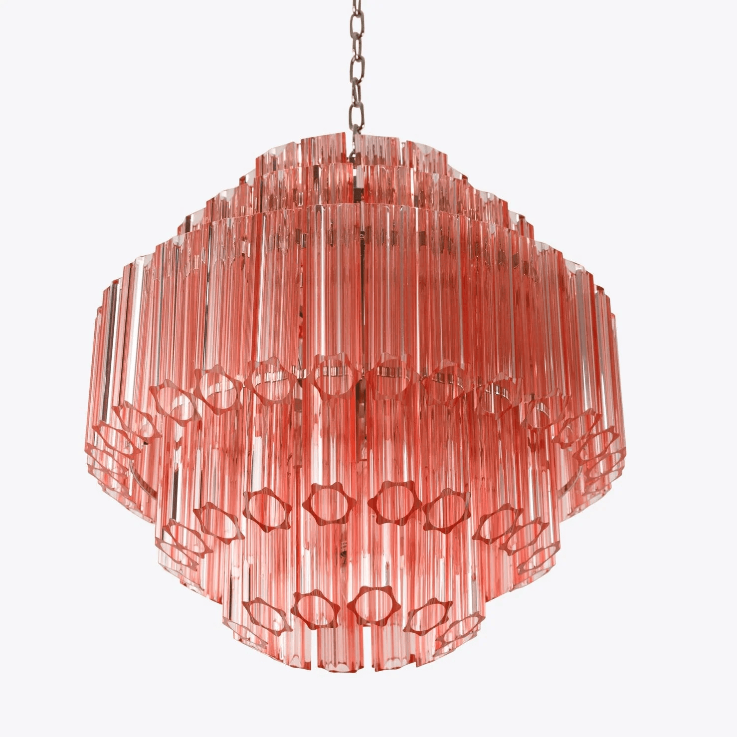 Aurora Chandelier Pink Glass Tube Layered Diamond