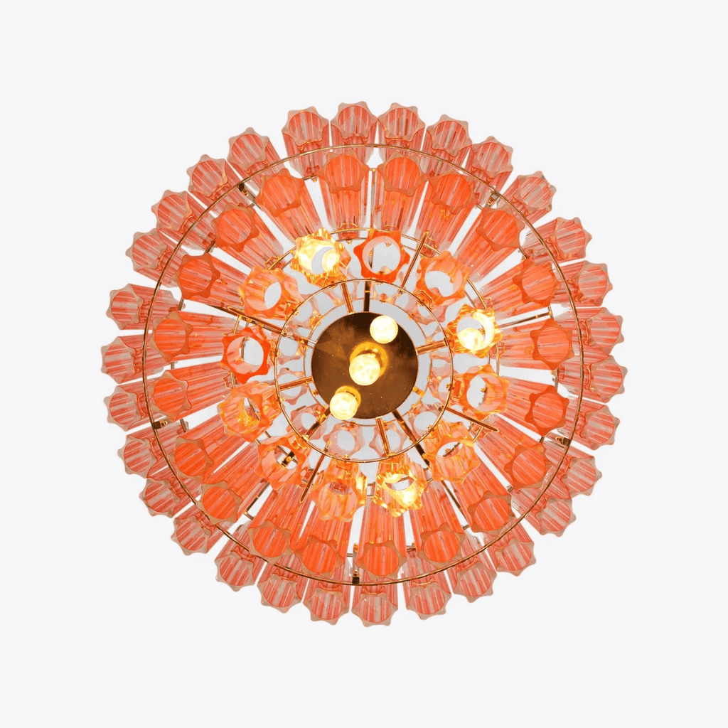 Aurora Chandelier Pink Glass Tube Layered Diamond