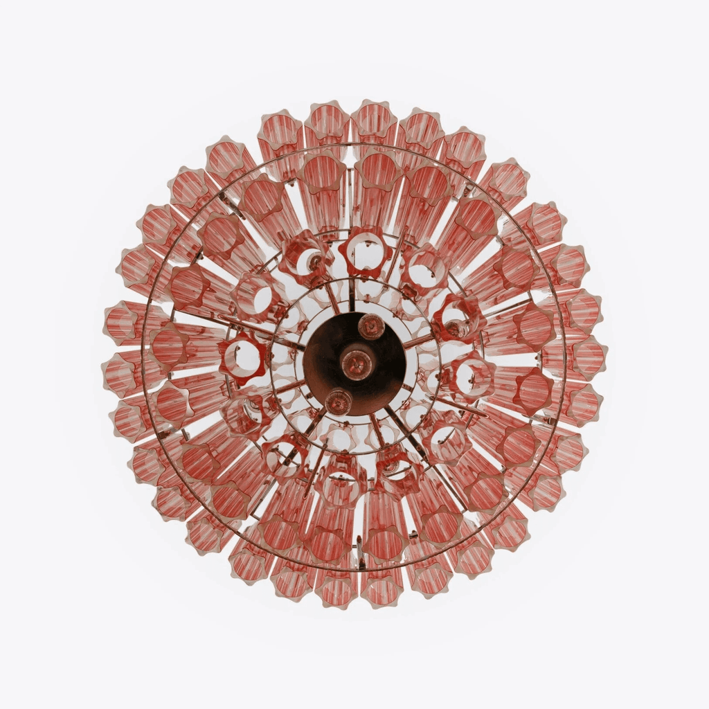 Aurora Chandelier Pink Glass Tube Layered Diamond