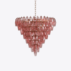 Aurora Chandelier Pink Faceted Glass Layered Vintage