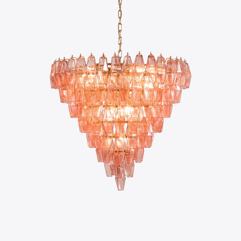 Aurora Chandelier Pink Faceted Glass Layered Vintage
