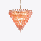 Aurora Chandelier Pink Faceted Glass Layered Vintage