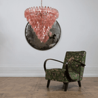 Aurora Chandelier Pink Faceted Glass Layered Vintage