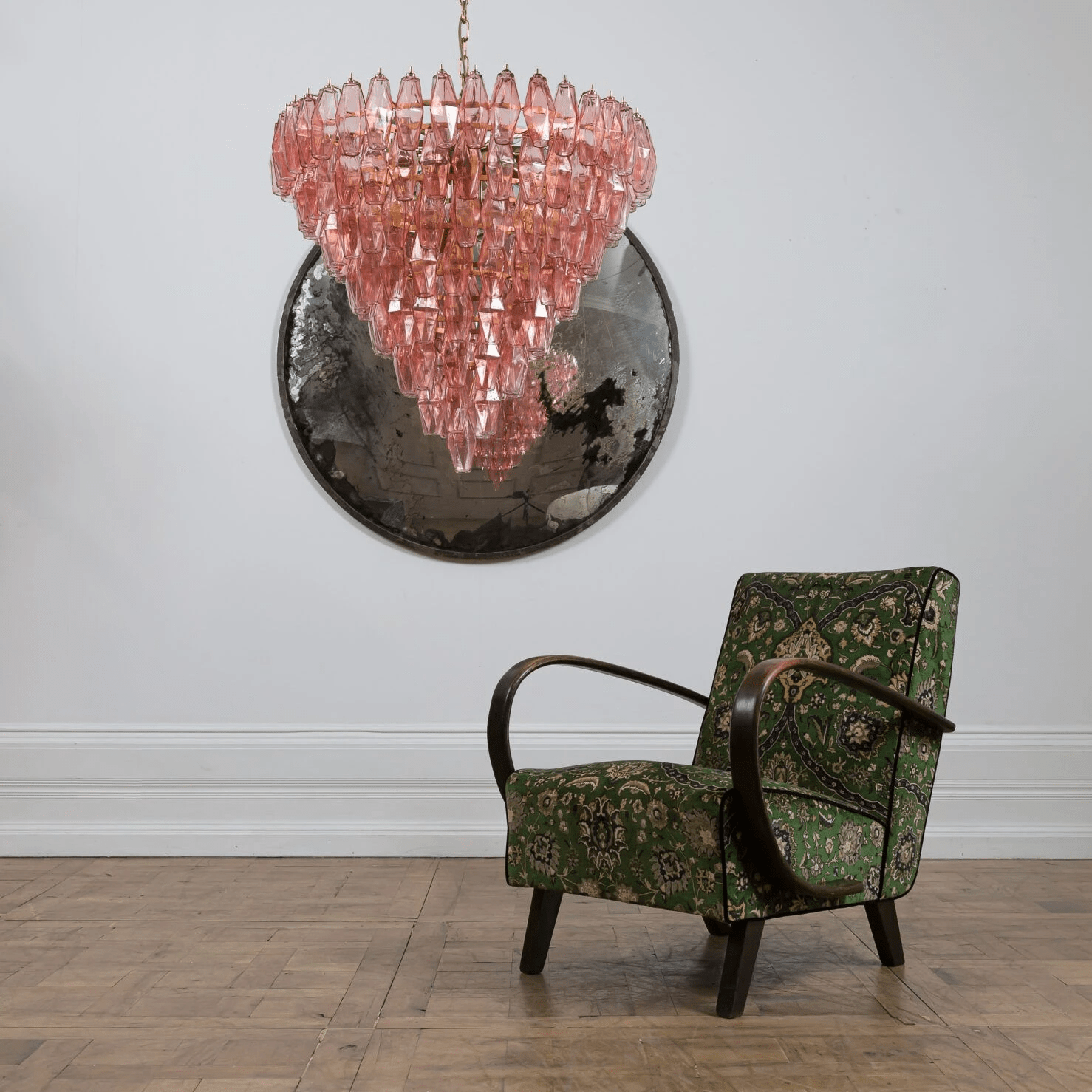 Aurora Chandelier Pink Faceted Glass Layered Vintage