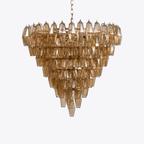 Aurora Chandelier Pink Faceted Glass Layered Vintage