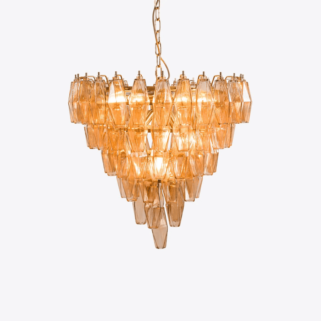 Aurora Chandelier Pink Faceted Glass Layered Vintage