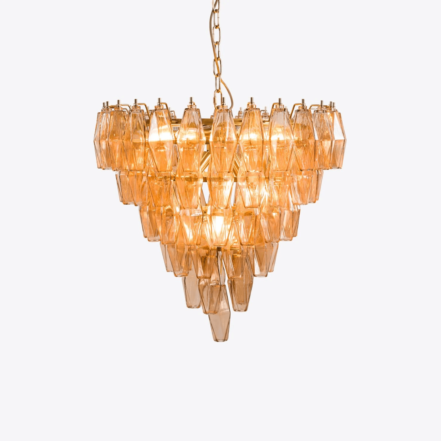 Aurora Chandelier Pink Faceted Glass Layered Vintage