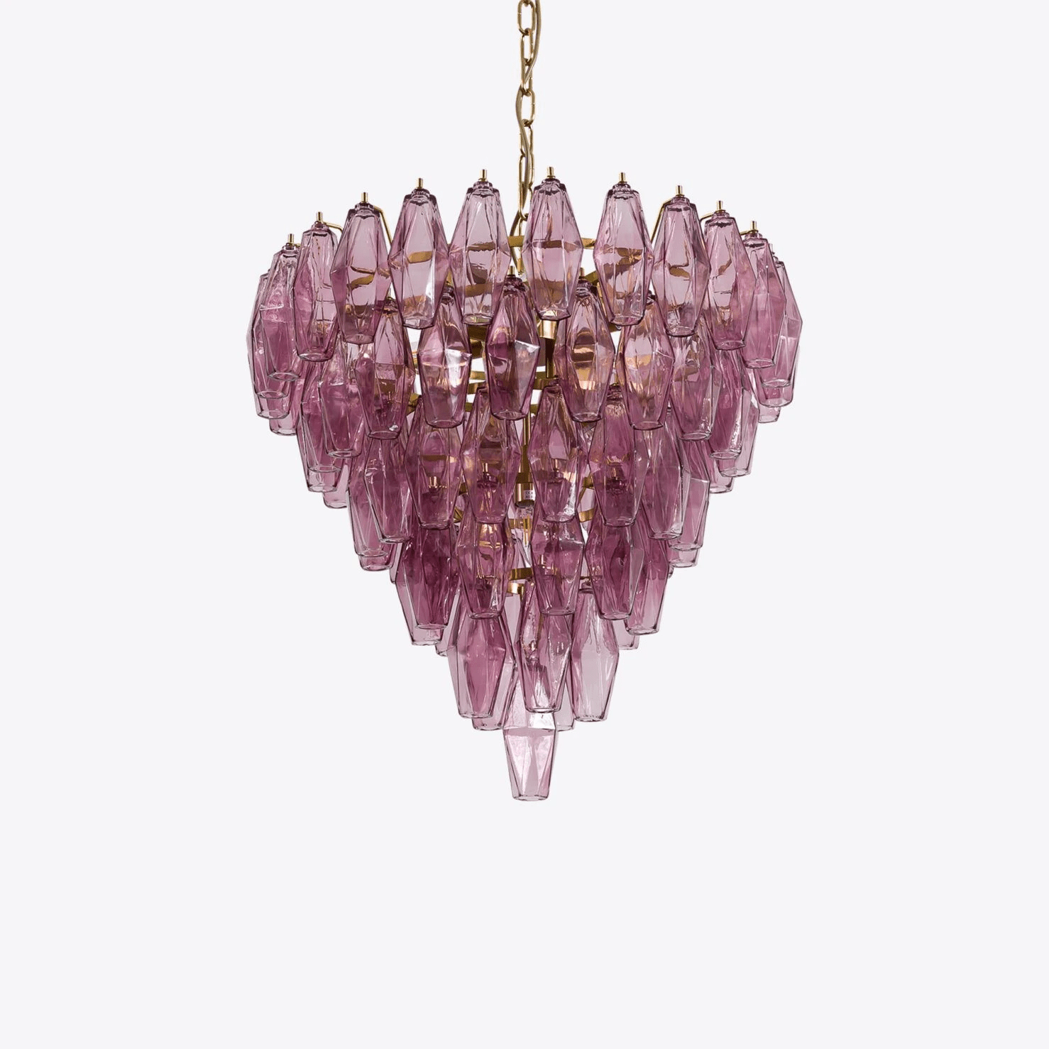 Aurora Chandelier Pink Faceted Glass Layered Vintage