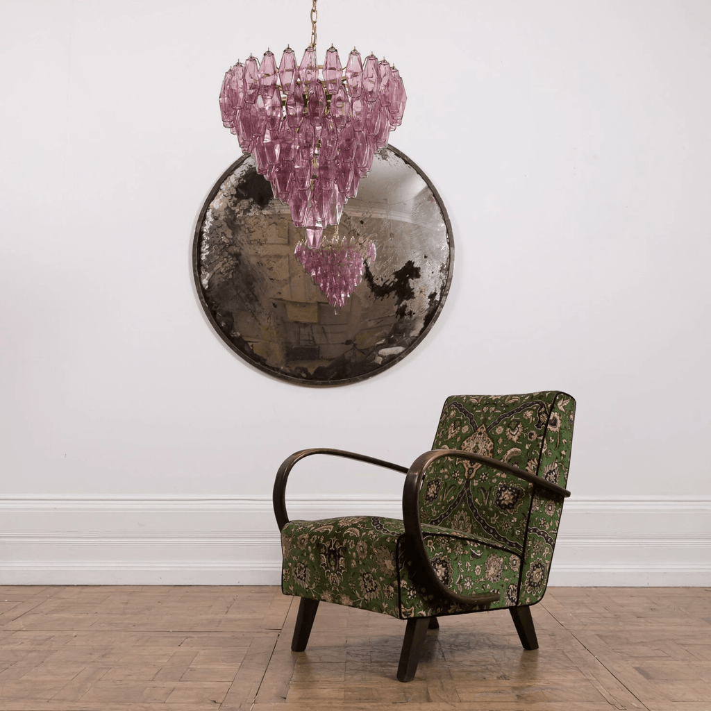 Aurora Chandelier Pink Faceted Glass Layered Vintage