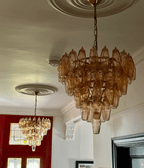 Aurora Chandelier Pink Faceted Glass Layered Vintage