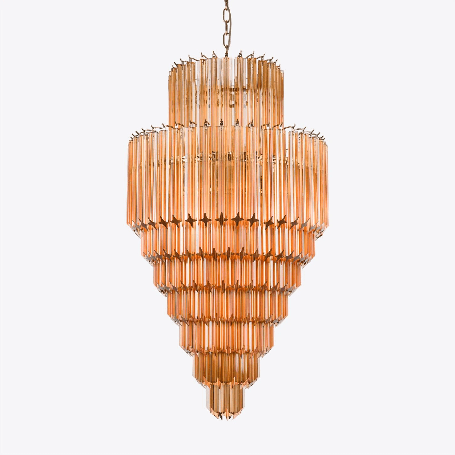 Aurora Chandelier Amber Diamond Glass Layered Retro