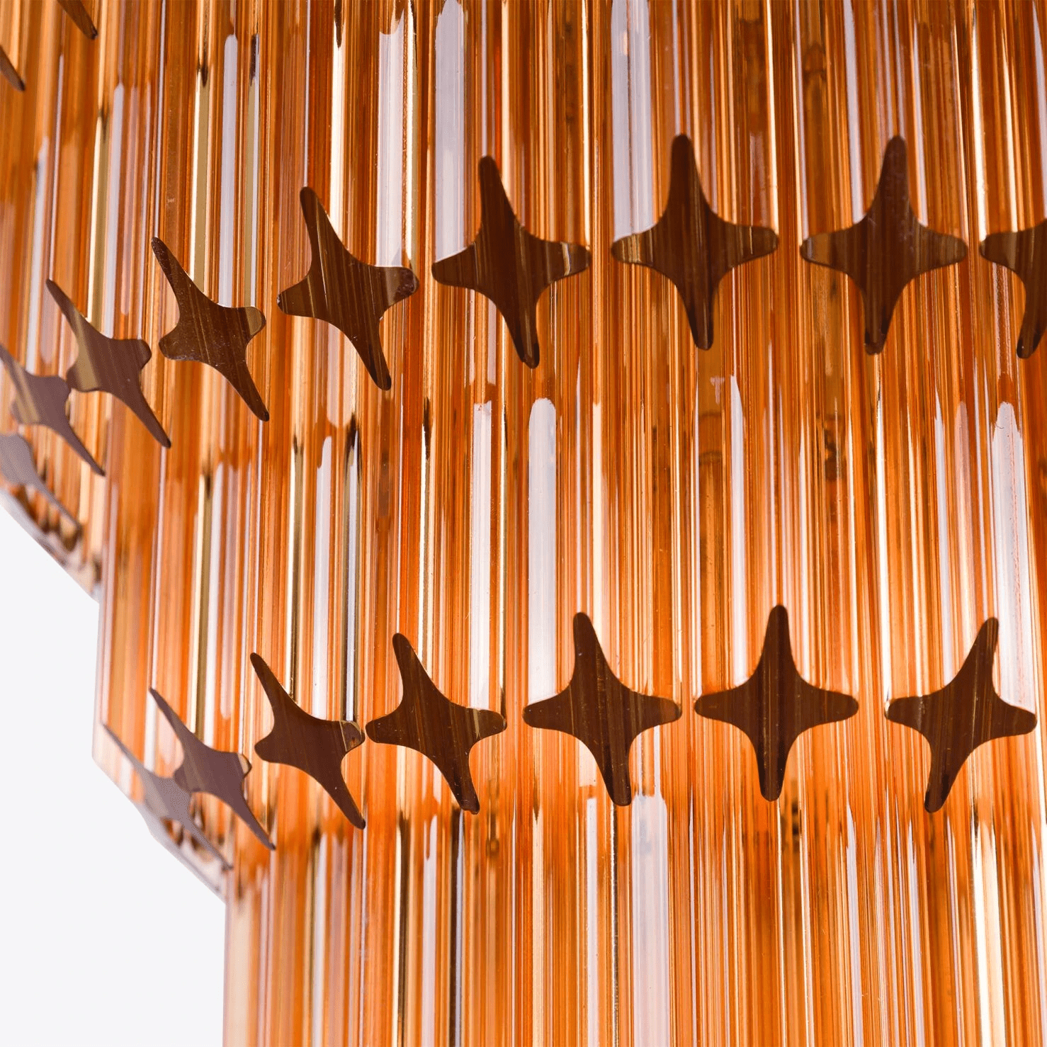 Aurora Chandelier Amber Diamond Glass Layered Retro