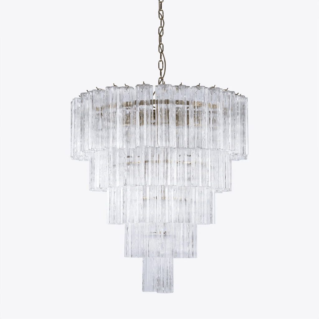 Aurora Chandelier Five Tier Fluted Glass Grande Mid Century
