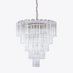 Aurora Chandelier Five Tier Fluted Glass Grande Mid Century
