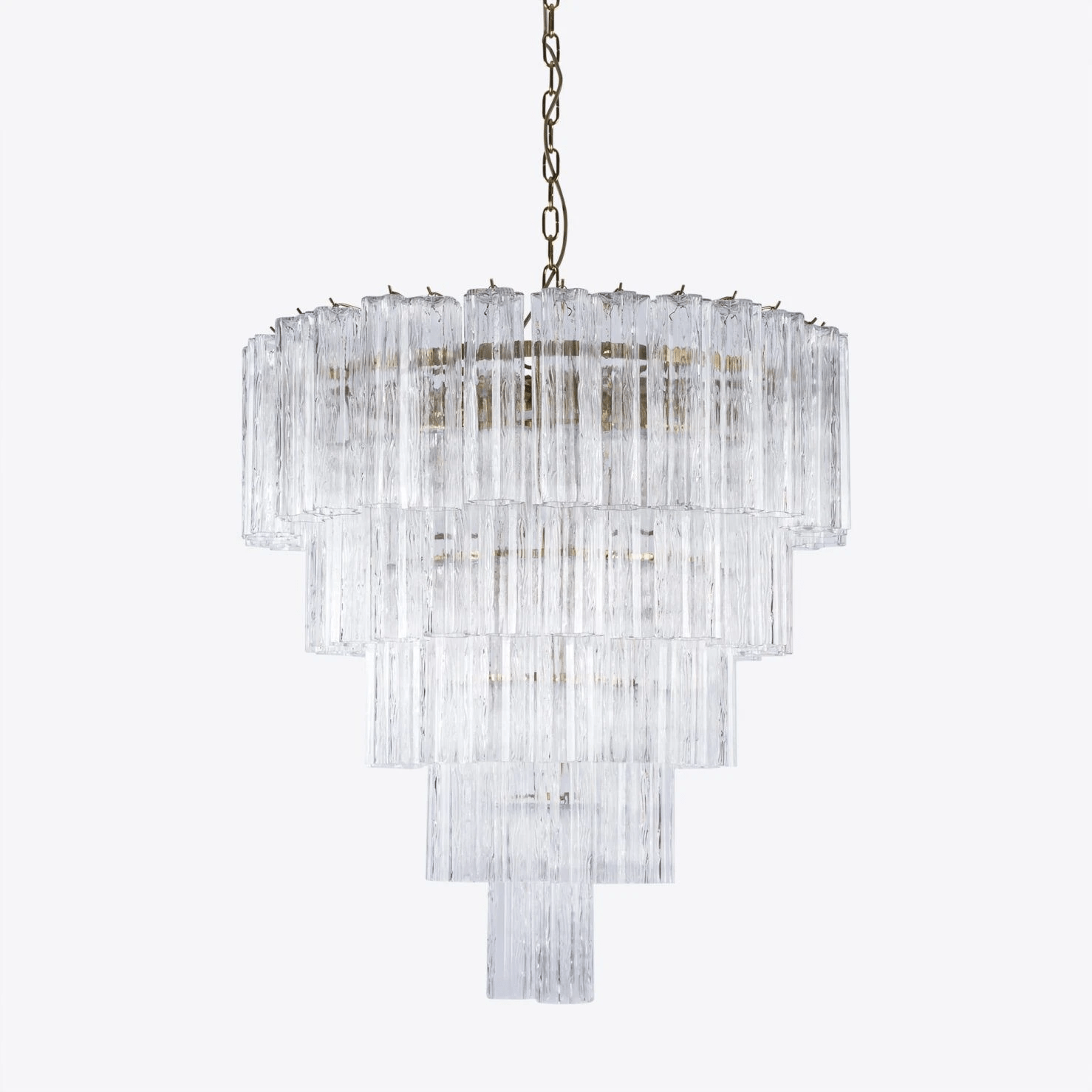 Aurora Chandelier Five Tier Fluted Glass Grande Mid Century