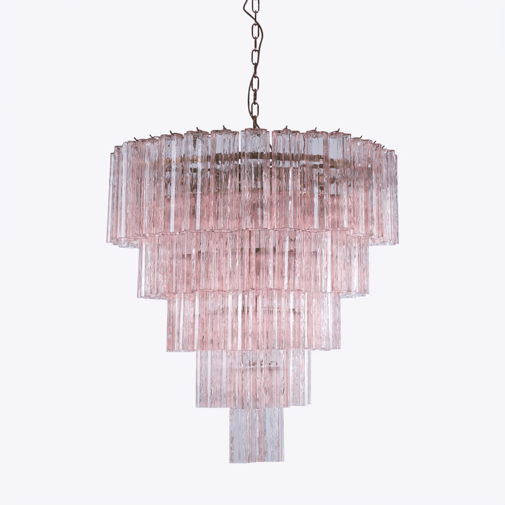 Aurora Chandelier Five Tier Fluted Glass Grande Mid Century