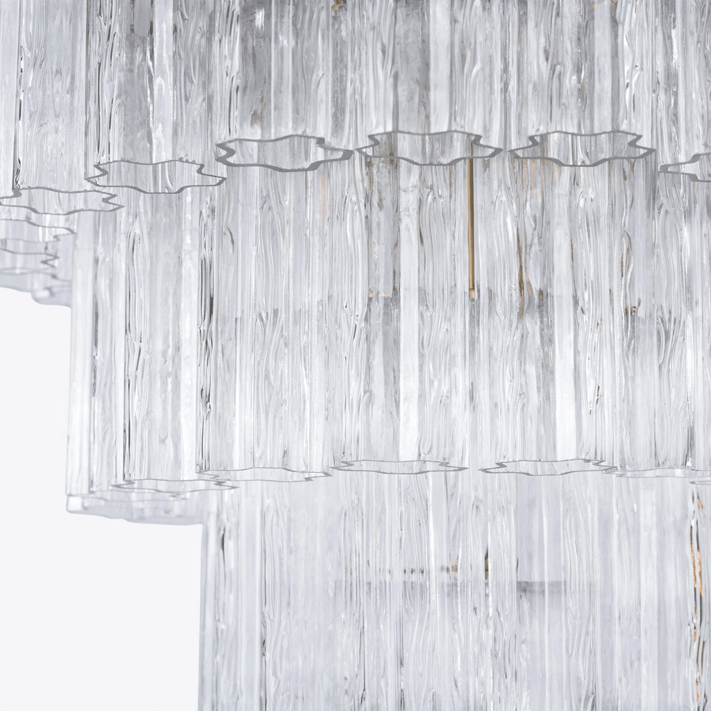 Aurora Chandelier Five Tier Fluted Glass Grande Mid Century