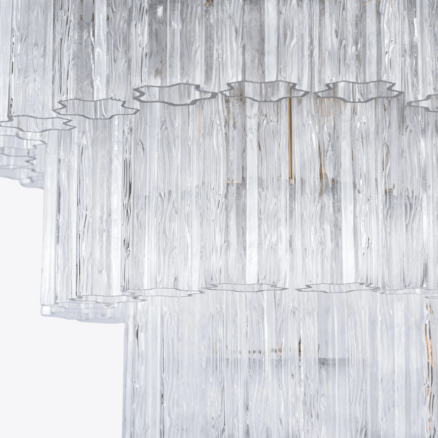 Aurora Chandelier Five Tier Fluted Glass Grande Mid Century